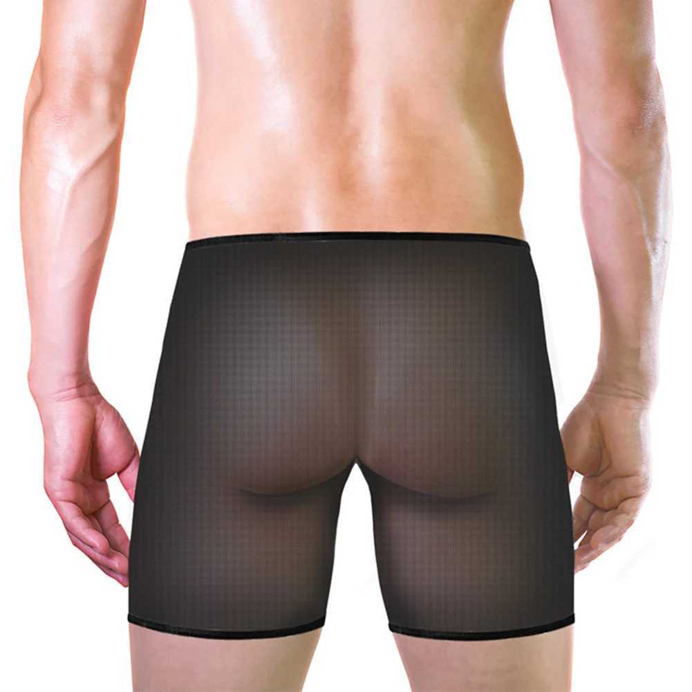 Mutande sexy trasparenti boxer da uomo intimo in rete comodi boxer slip elasticizzati boxer traspiranti camicie da notte il sesso YQ240214