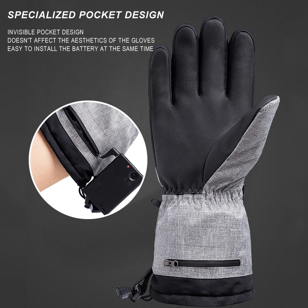 Gants chauffants gants d'hiver hommes femmes toucher froid imperméable Sports de plein air chaud moto Cycle gants gants de Ski thermique 240124