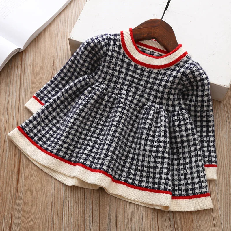 Crianças vestido de inverno para meninas roupa interior do bebê crianças outono roupas de malha vestidos grossos adolescente alta qualidade pano de natal 240131