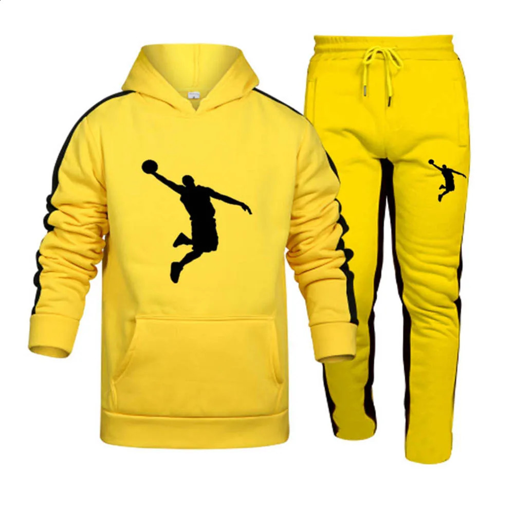 Autumn and Winter Tracksuit Men Set Sweatshirt Sweatpants Sportswear Hoodies Casual Mens Clothing Hoodies Suit 240202