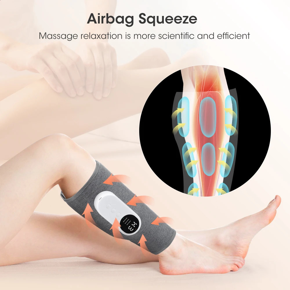 3 lägen smart benmassage vibration uppvärmning ben luft kompression massager trådlös elektrisk fot lufttryck massage fotvård 240202