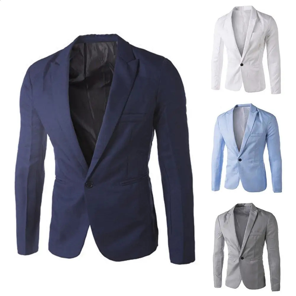 Outono masculino blazer terno 8 cores ternos masculinos jaquetas de negócios casaco elegante branco preto cinza m3xxxl 240201
