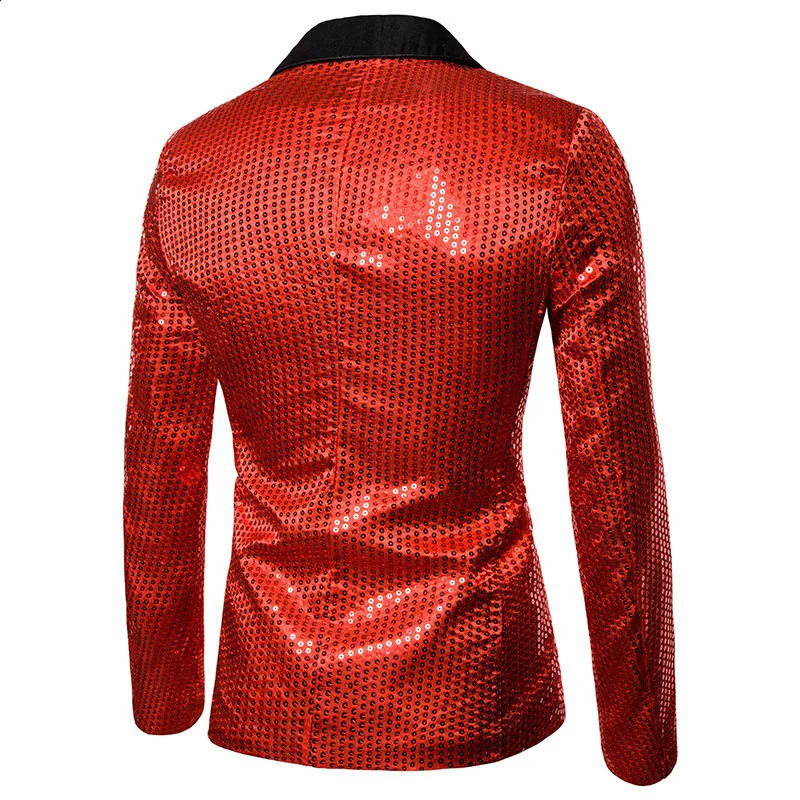 Pakken voor Mannen Casual 3D Digital Printing Blazers Enkele Knop Party Stage Nachtclub Glanzend Cool Prestaties Rood Goud 240201