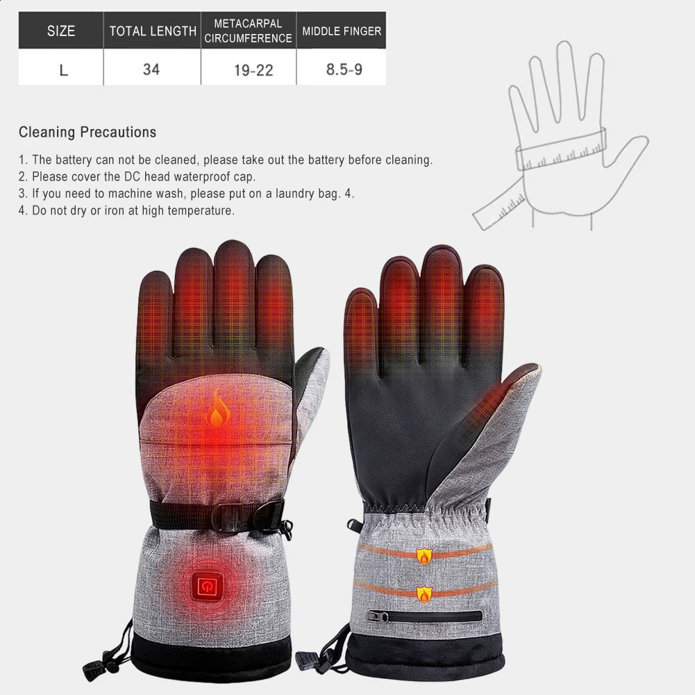 Guantes calefactables Guantes de invierno Hombres Mujeres Toque Frío Impermeable Deportes al aire libre Cálidos Guantes de ciclo de motocicleta Guantes térmicos de esquí 240124