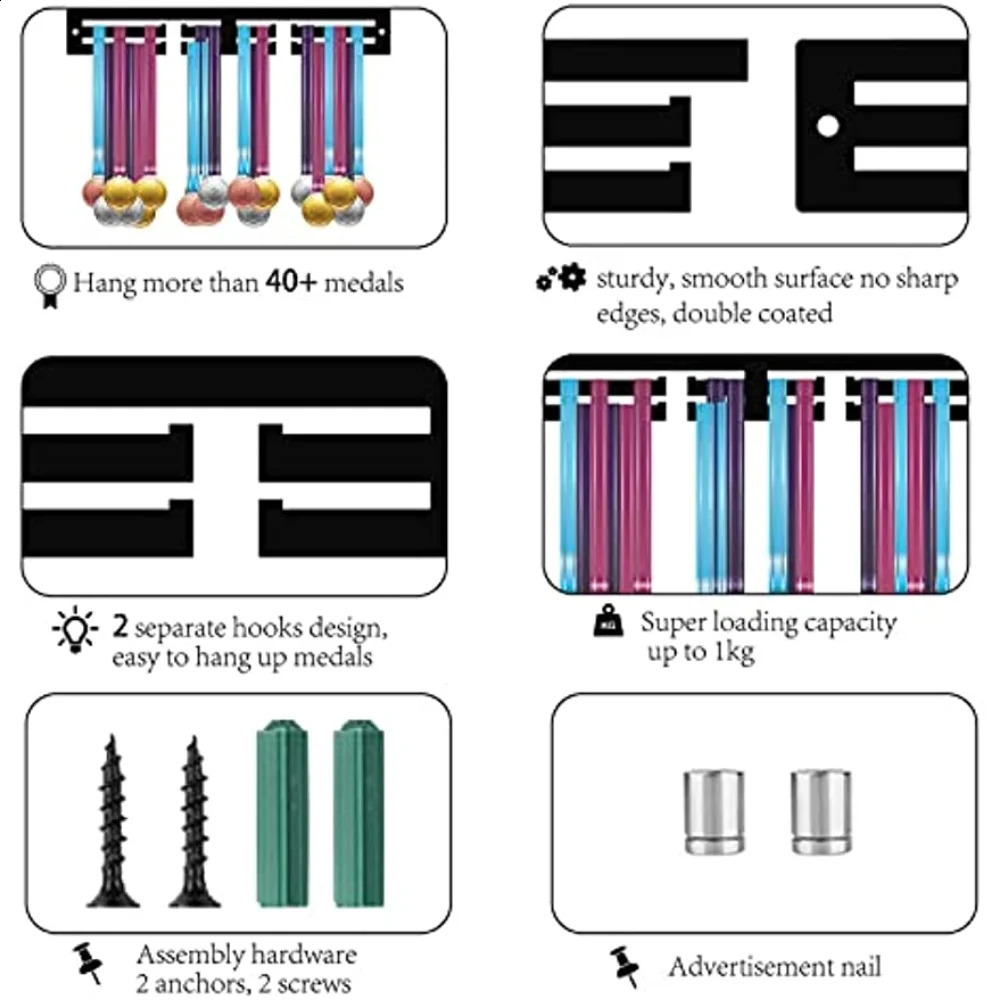 Akrylmedaljhållare Gymnastik Dansmedaljhängare Display Sports Hook Stand Wall Mount Hanger Hanging For Home Athlete Medalist 240202