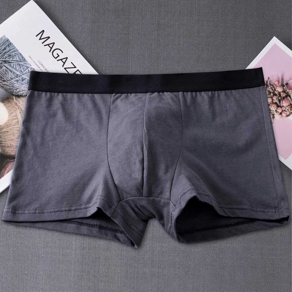 Cuecas masculinas de algodão roupa interior respirável cor sólida boxer briefs cintura elástica calcinha macia confortável pele-amigável yq240214