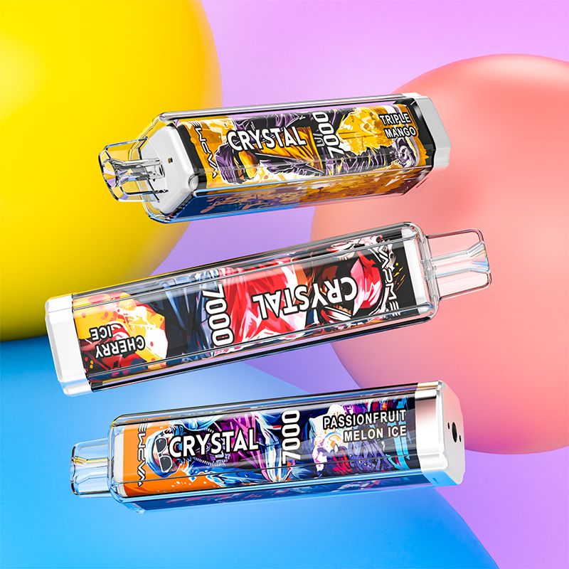 Original VAPME CRYSTAL 7000 Puffs Vape jetable 14 ml Prérempli 650mAh Batterie RGB MESH Coil vapeme stylo à vapeur clair vs Crystal Pro Max 10000 Puff