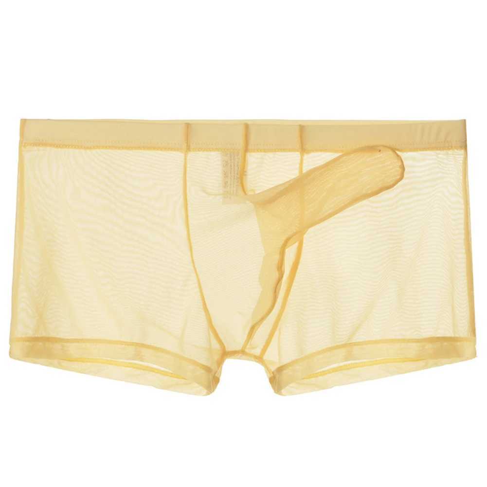 Onderbroeken Sexy Heren Transparante Trunks Ondergoed Ultradunne See Through Boxer Briefs Mesh Olifant Neusslipje Ademend Homme Slip YQ240214