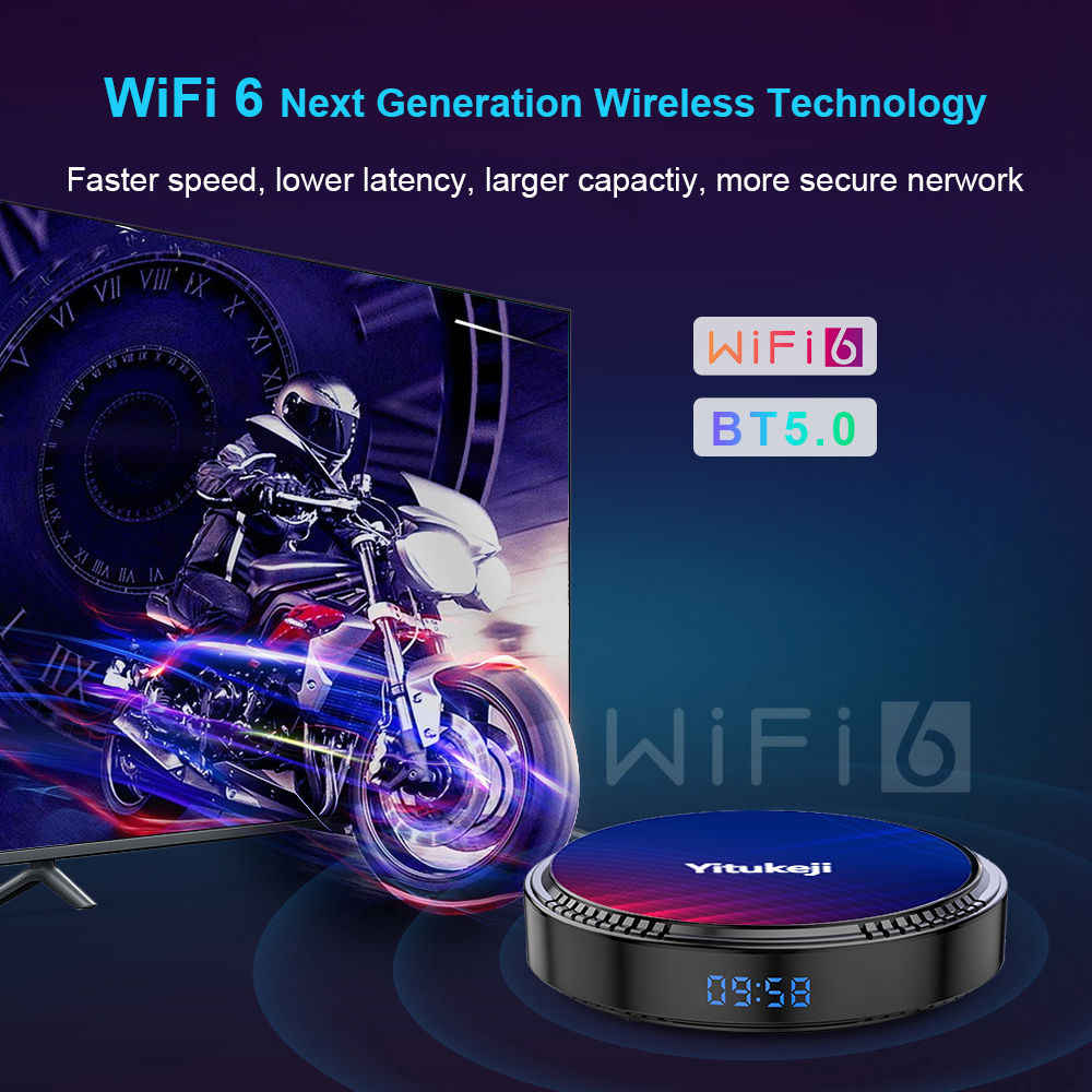 Yitukeji Y8 Allwinner H618 Android 12.0 Quadcore 8K Wifi6 LAN 100M BT5.0 double Wifi 2.4G 5G 2GB 4GB 16GB 32GB 64GB boîtier de télévision intelligent