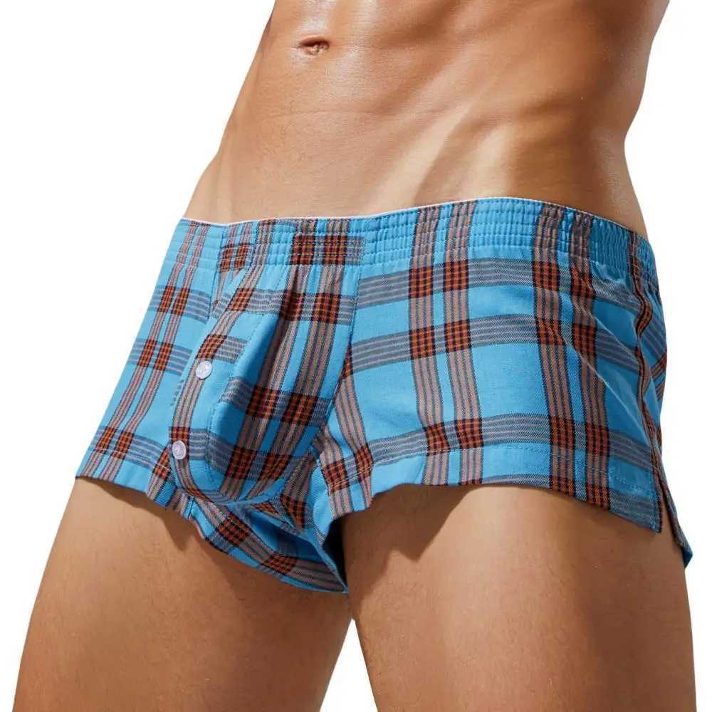 Onderbroek SEOBEAN Heren Ondergoed Katoenen Plaid Boxershorts Mannen Loungewear Nachtkleding U bolle Ontwerp Boxers voor Man YQ240214