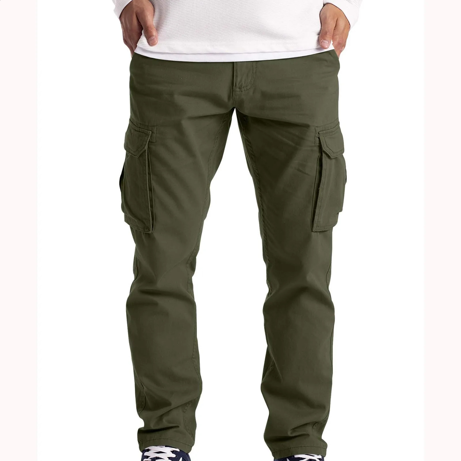 Zomer Mannen Dunne Cargo Broek Mannelijke Multi Pocket Rechte Militaire Broek Casual Baggy Broek Mannen Big Size Streetwear 240124