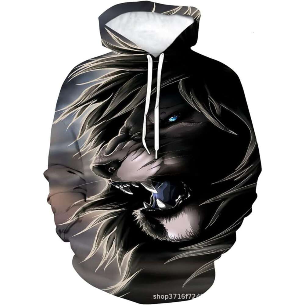 2023 Nya djurtryck hoodie tröja 3D herrar fritids trend trend huva tröjor