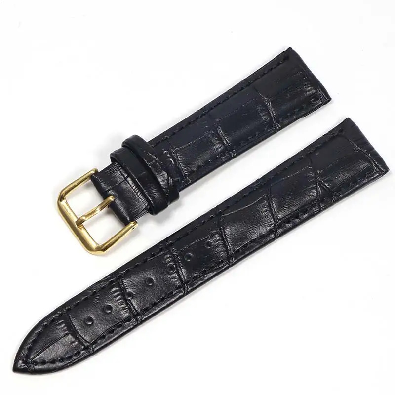 Äkta läder WatchBands 12141618202224 MM Watch Steel Pin Buckle Band Strap High Quality Wrist Belt Armband 240119