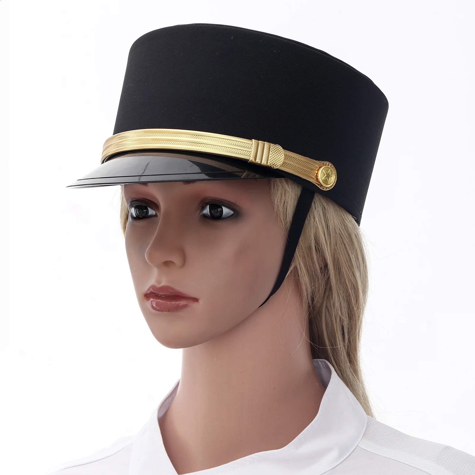 Sombrero de lujo mujeres hombres gorras militares Anime Cosplay Top plano femenino otoño el camarero capitán para puesta en escena 240130