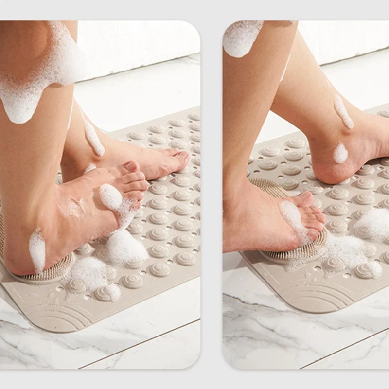 Shower Bath Mat Foot Massager With Non-Slip Suction Cups Bathroom Mat Silicone Suction Cup Massage Brush For Bathroom Use 240130