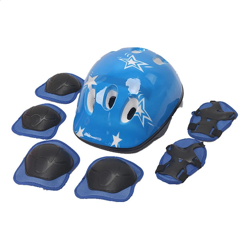 7 pièces/ensemble PVC patinage à roulettes équipement de Protection casque pour enfants ensemble complet Protection du genou poulie sport Anti chute équilibre 240129