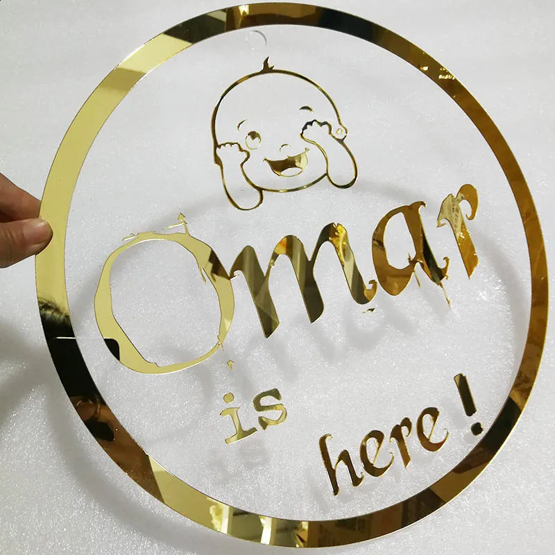 Oh Baby Sign Acrylic Mirror Gold Name for Shower Party Decor Personlig Babyshower Gift 240127