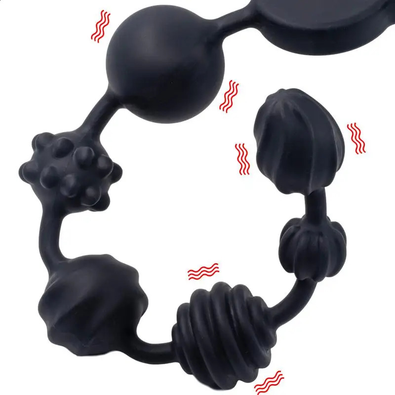 Plug anal super long de 42 cm avec 3 perles anales vibrantes en silicone pour hommes gays femmes couple jeux de sexe érotiques jouer 240202