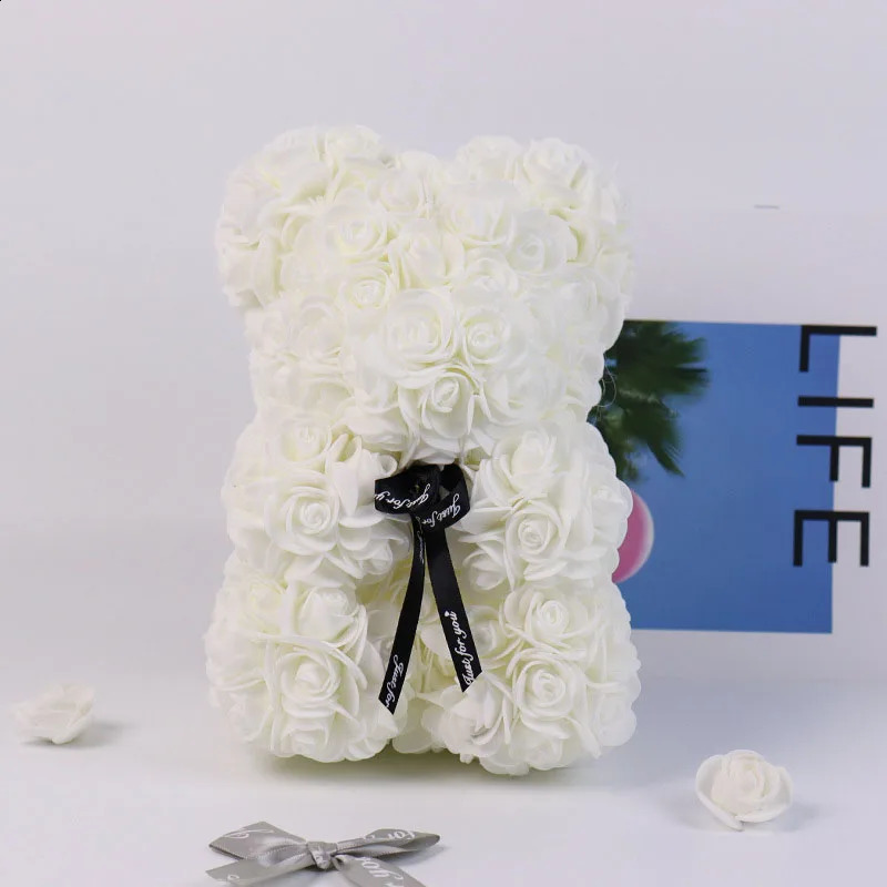 Regalo de año de oso rosa inmortal para novia Día de San Valentín simulación creativa flor PE espuma decoración de boda 18cm 240131