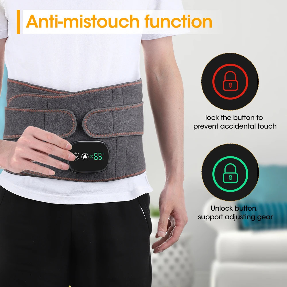 Infrared Heating Waist Massager Electric Belt Vibration Red Light Compress Lumbar Back Support Brace Pain Relief USB Charge 240118