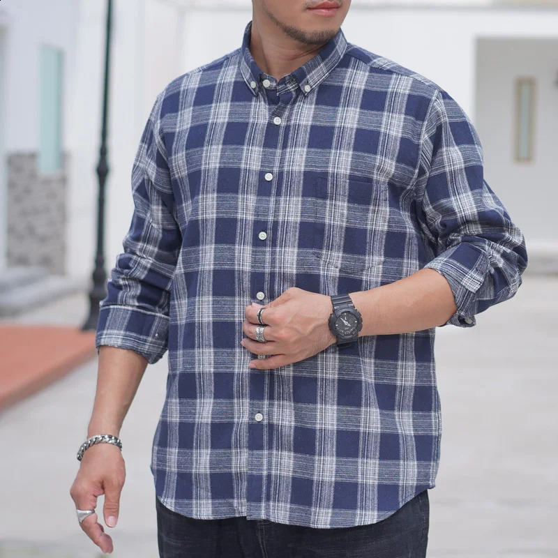 Männer Hemd Plaid Flanell Oversize 6XL 7XL 8XL 10XL Plus Größe Mode Lässig Lose Langarm Baumwolle Weiche Kleid Hohe qualität 240201