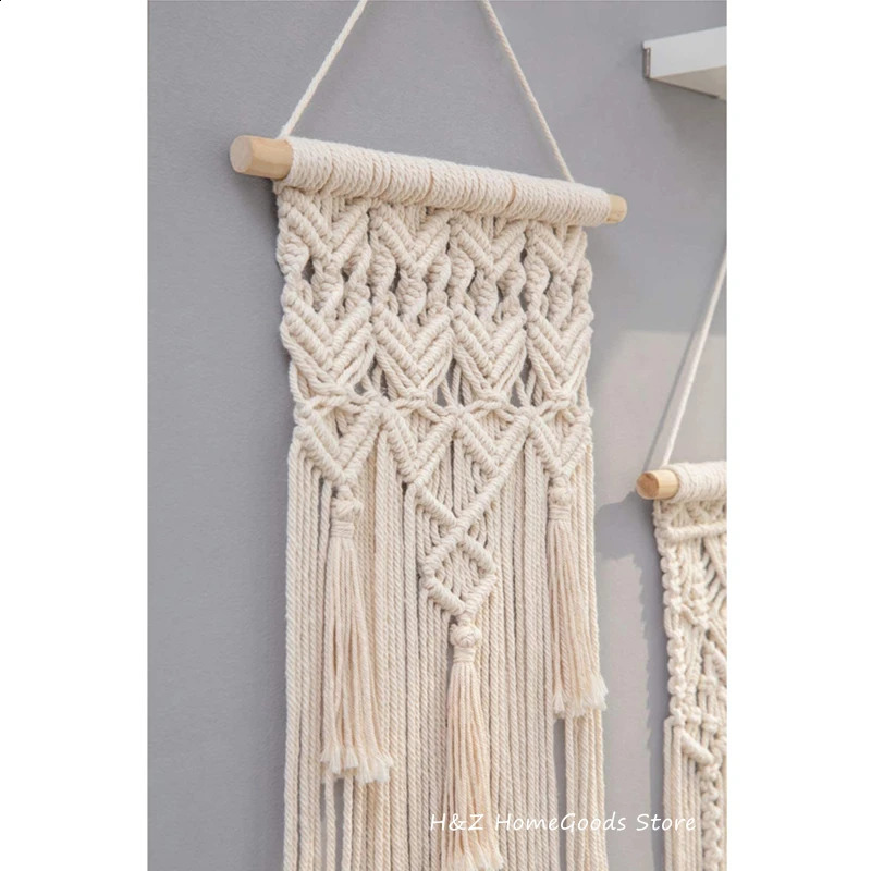 Macrame Wall Hanging Tapestry Wall Decor Boho Bohemian Woven Home Decoration Handgjorda vardagsrum Lägenhet Dorm 240125