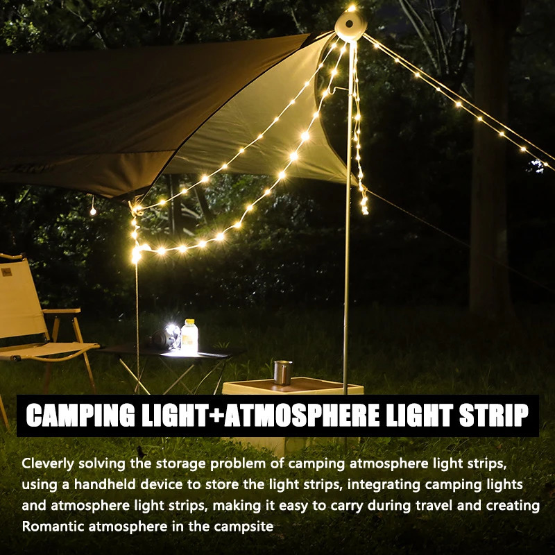 10M LED atmosphère bande Camping lumière USB lampe de tente rechargeable étanche lanterne portable pour la décoration extérieure de la salle de jardin 240119