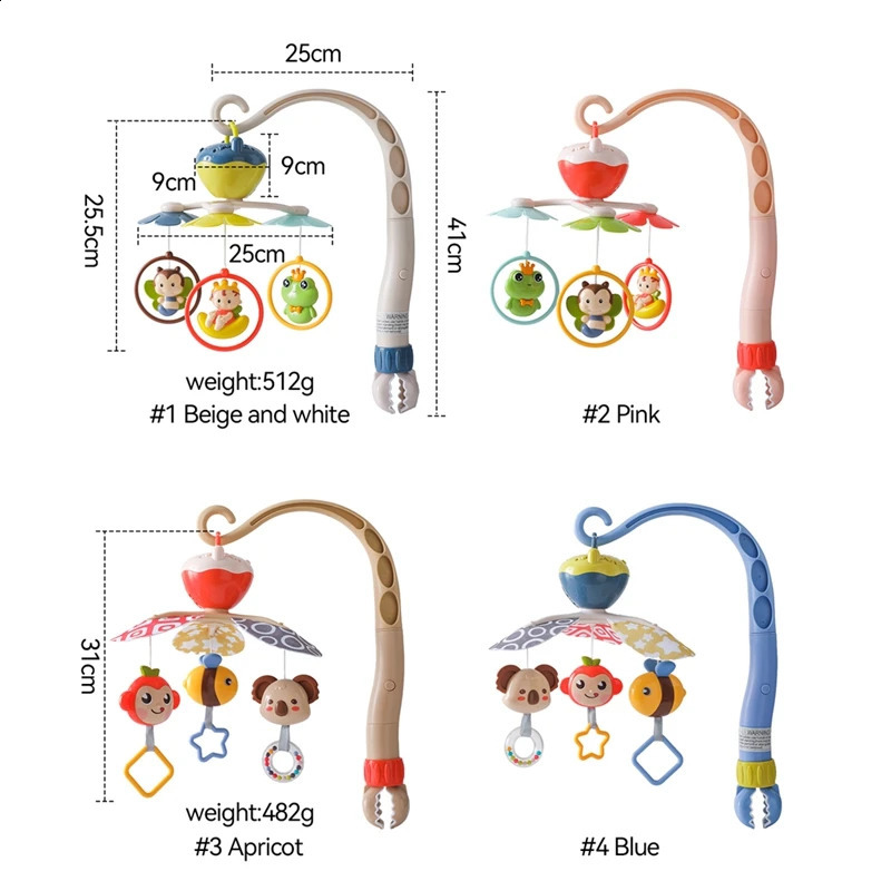 Baby Crib Mobile Animal Bed Bell Ratchey są dostarczane z muzyką obracającego się łóżka Born wiszące zabawki do łóżeczka