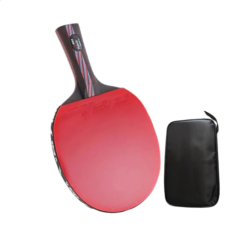 Professional Nano Carbon Table Tennis Racket rack in 고무 탁구 라켓 짧은 / 긴 손잡이 Ping Pong Bat Paddle 240202