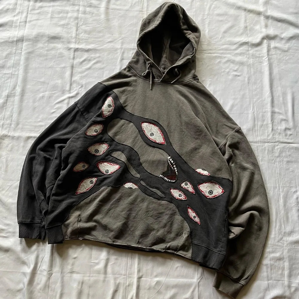 Streetwear hoodie y2k retro hip hopp abstrakt grafisk lapp överdimensionerad hoodie tröja män kvinnor harajuku gotisk pullover hoodie 240126