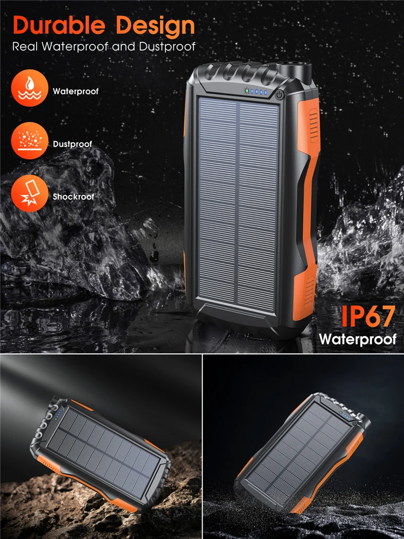 42800 mAh Solar Power Bank Portable Solar Ładowarka Zewnętrzna pakiet akumulator