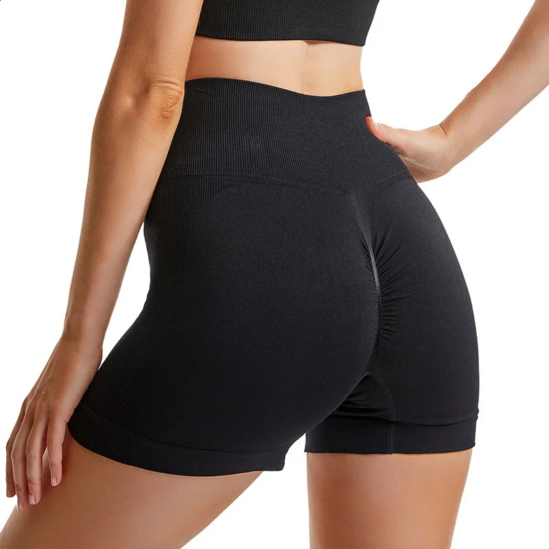 High waisted breathable nude running shorts for women hip lifting tight yoga pants for training quick drying fitness and sports shorts 240215