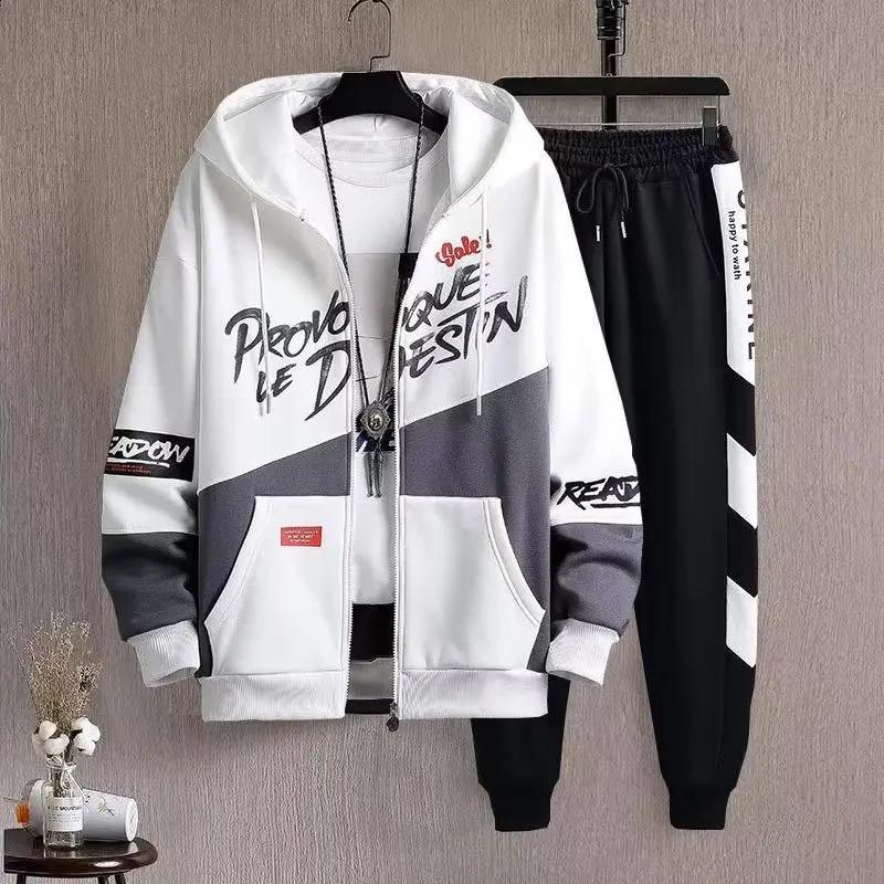 Printemps Automne Hommes Ensembles Japon Mode Joggers Ensembles Hommes Casual Hommes Vêtements Streetwear À Capuche Survêtement Hommes Deux Pièces Ensemble 240118