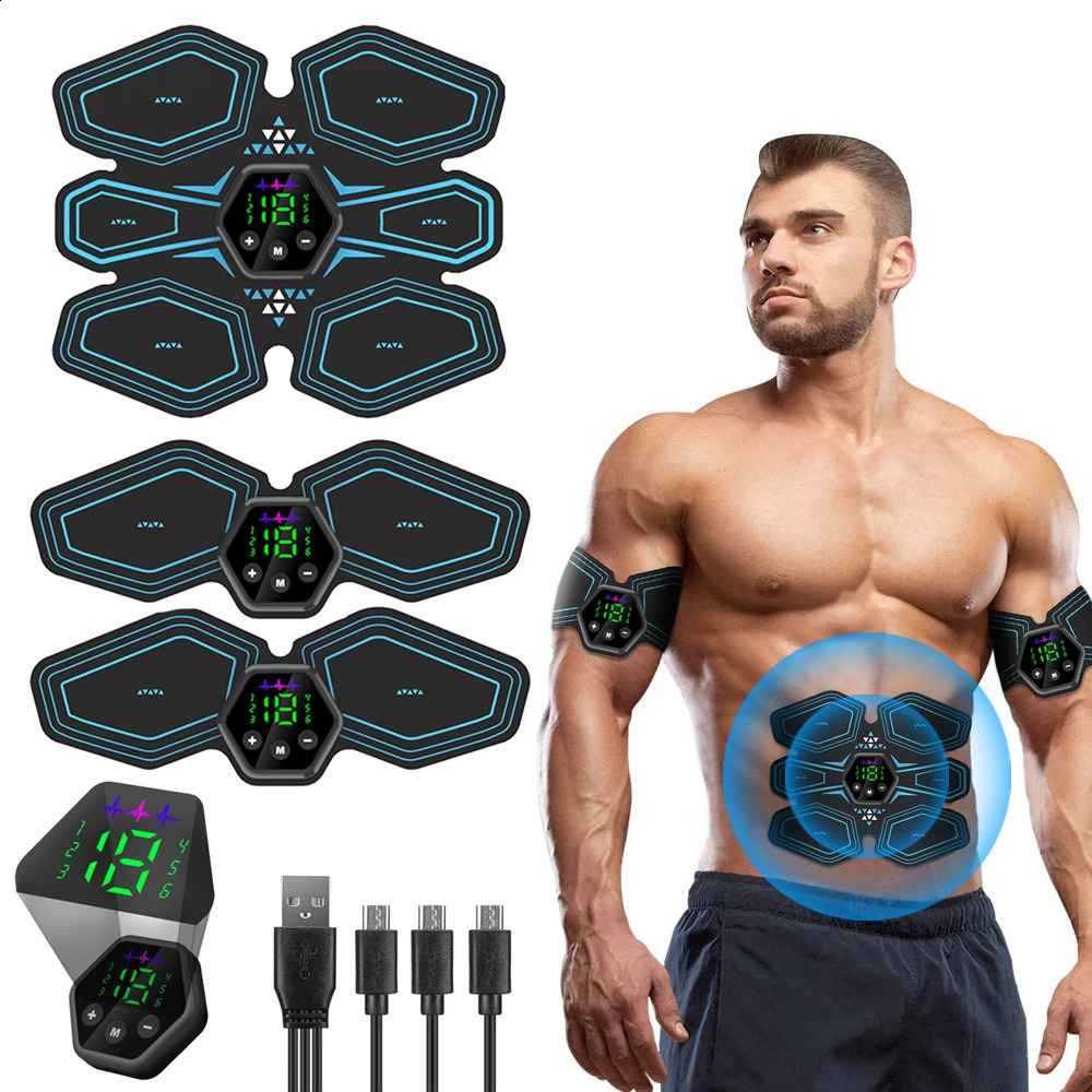 EMS Estimulador muscular abdominal Entrenador Conexión USB Equipo de ejercicios para abdominales Equipo de entrenamiento Músculos Electroestimulador Masaje de tóner 240123