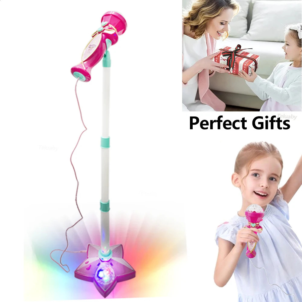 Bluetooth Karaoke Microphone for Kids Mic With Stand Music Instrument Toys Education Toy Birthday Present Girl Boy 240124