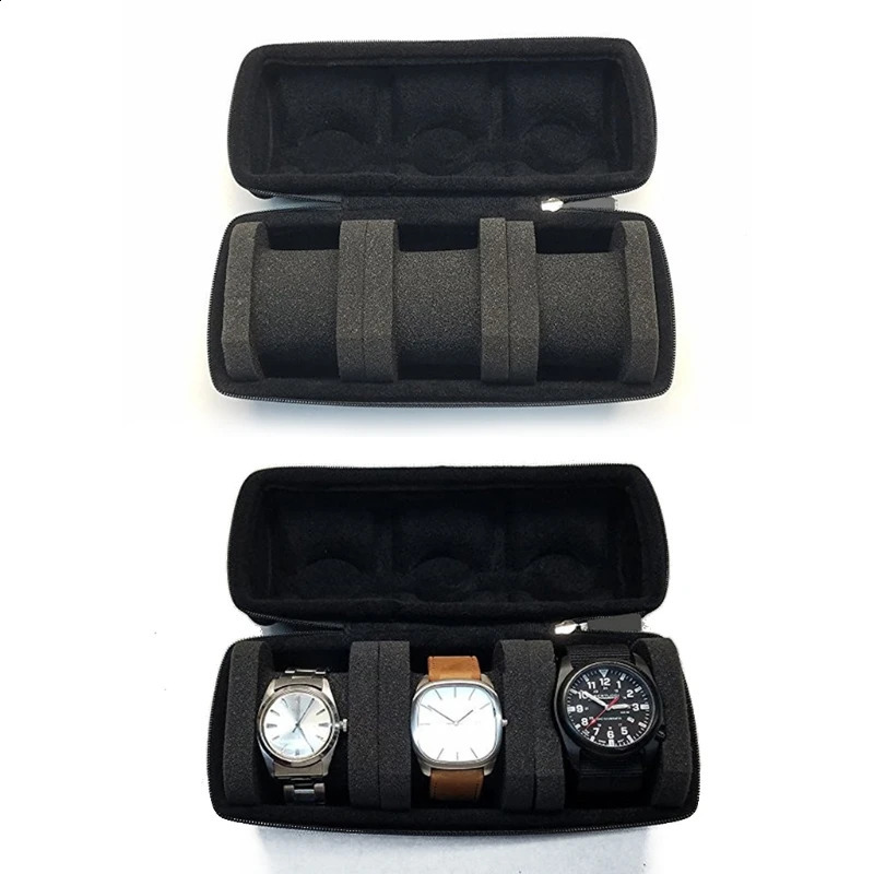 3 gniazdo zegarkowe pudełko kolekcjonerowe Wyświetlacz podróży organizator biżuterii do przechowywania biżuterii do zegarków Związki Bransoletka Naszyjka Brooch 240127