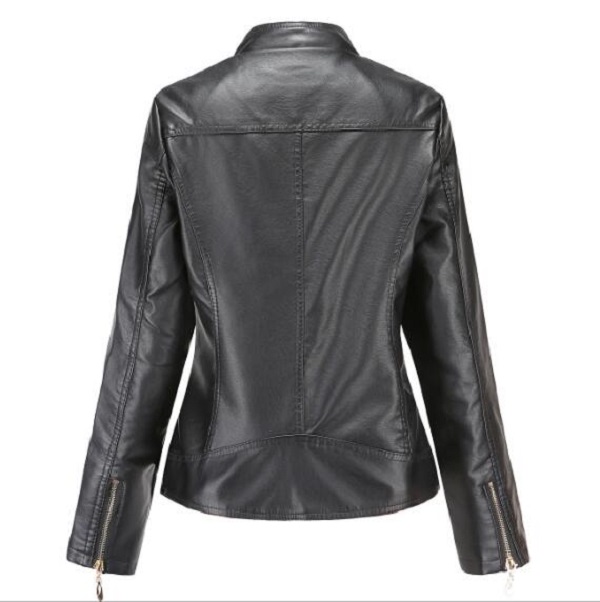 Wholesale Hot Sale Spring Autumn Women Fashion Leather Jacket stand-up collar zipper Coat Ladies Casual Pu Jackets Size M-4XL