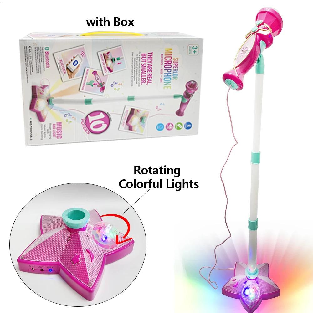 Bluetooth Karaoke Microphone for Kids Mic With Stand Music Instrument Toys Education Toy Birthday Present Girl Boy 240124