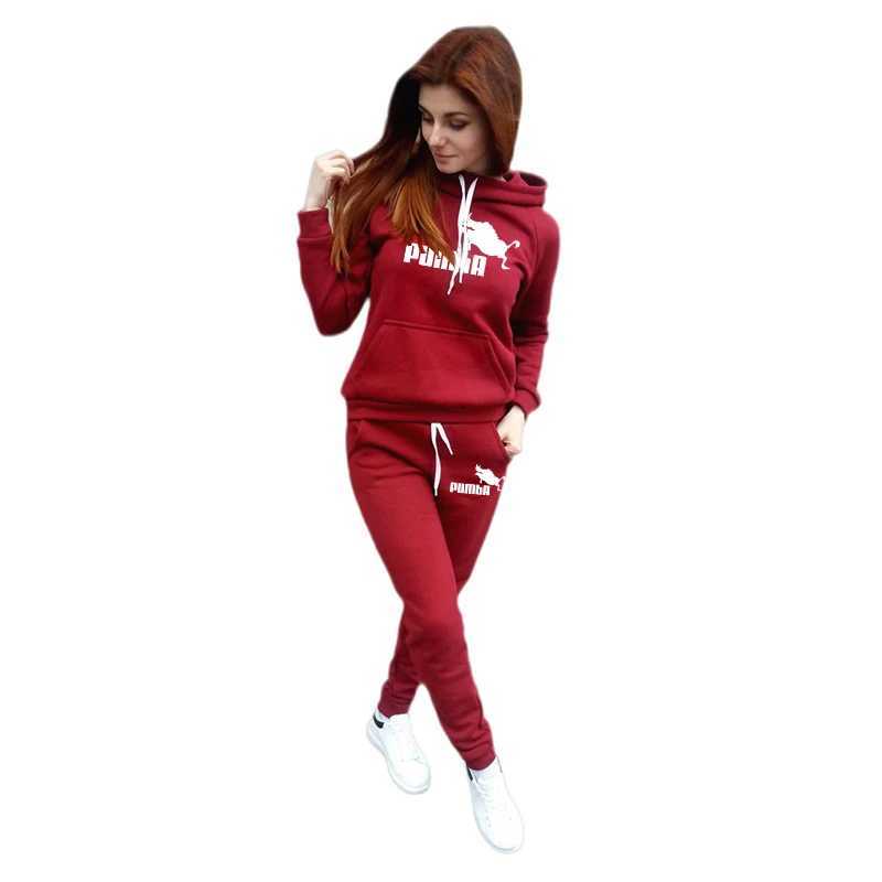 Women's Two Piece Pants Woman Tracksuit Two Piece Set Winter Warm Hoodies+Pants Pullovers Sweatshirts Female Jogging Woman Clothing Sports Suit Outfits YQ240214