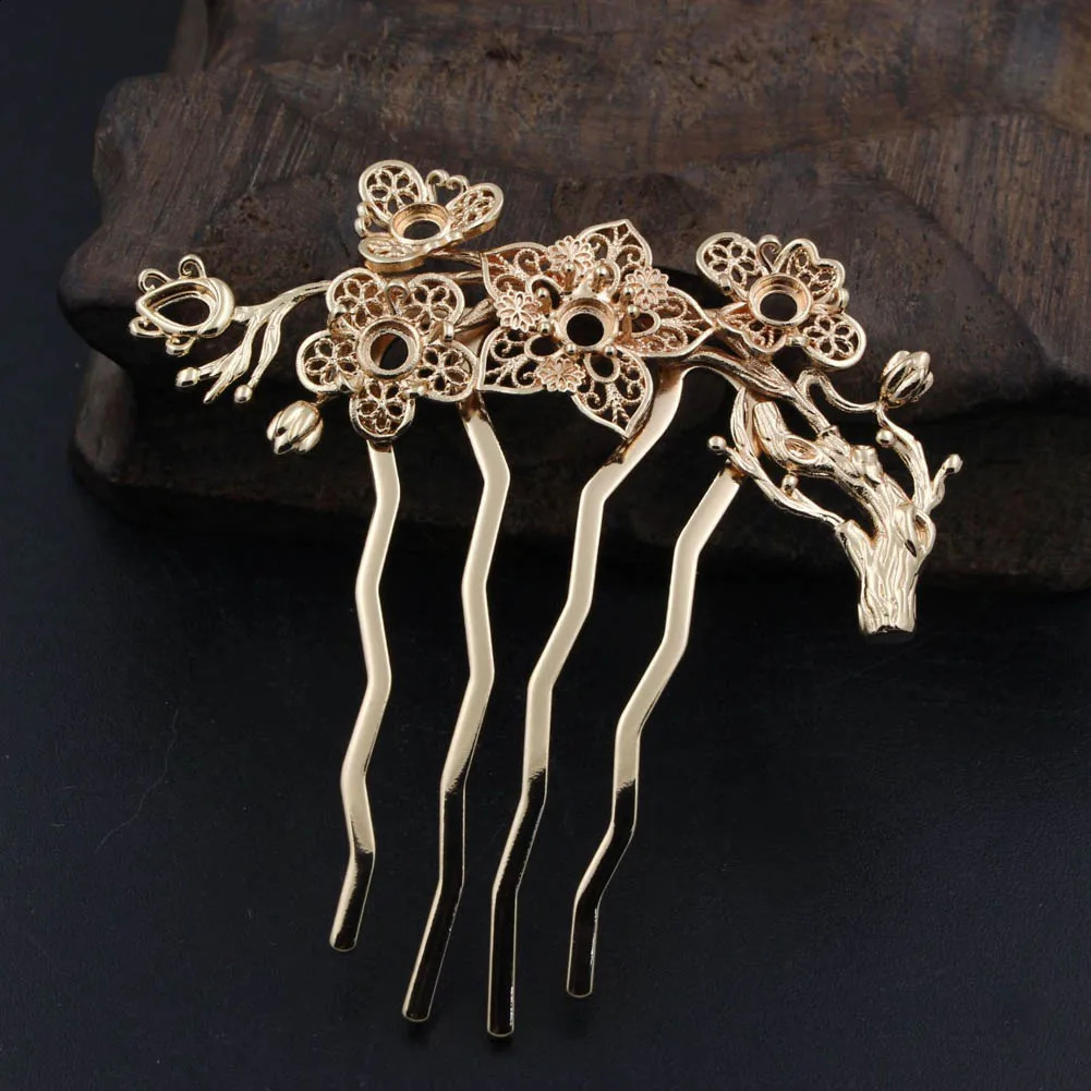 Quality Brass Casted Flower Tree Branch Women Hair Clips Side Combs Bridal Wedding Styling Headpiece Accessories 240130