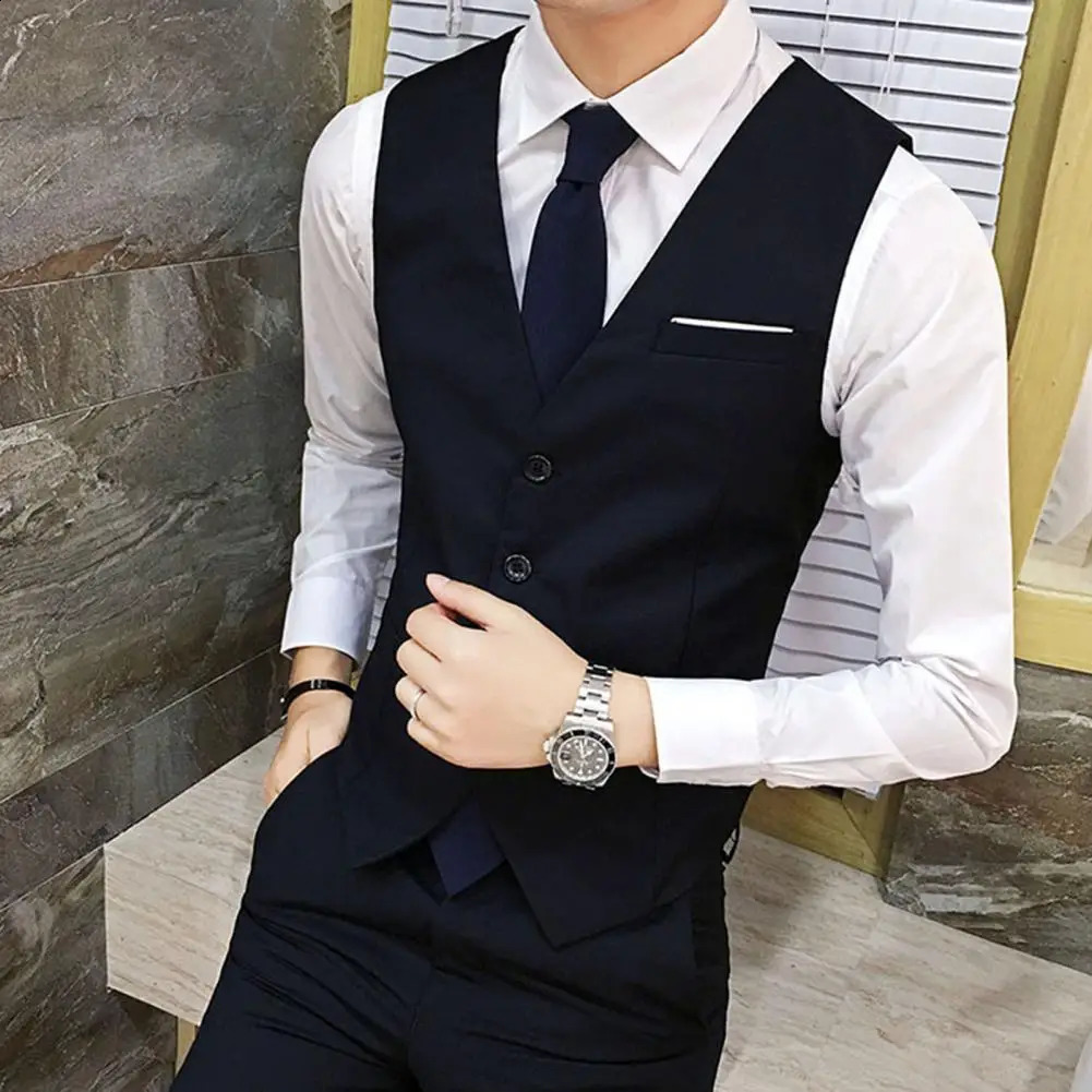 Mężczyzna kamizelka Single Breasted Slimfit Polyester Men Fashion Formal Vest Slims Fit Business Smart Casual Blazer Coat 240119