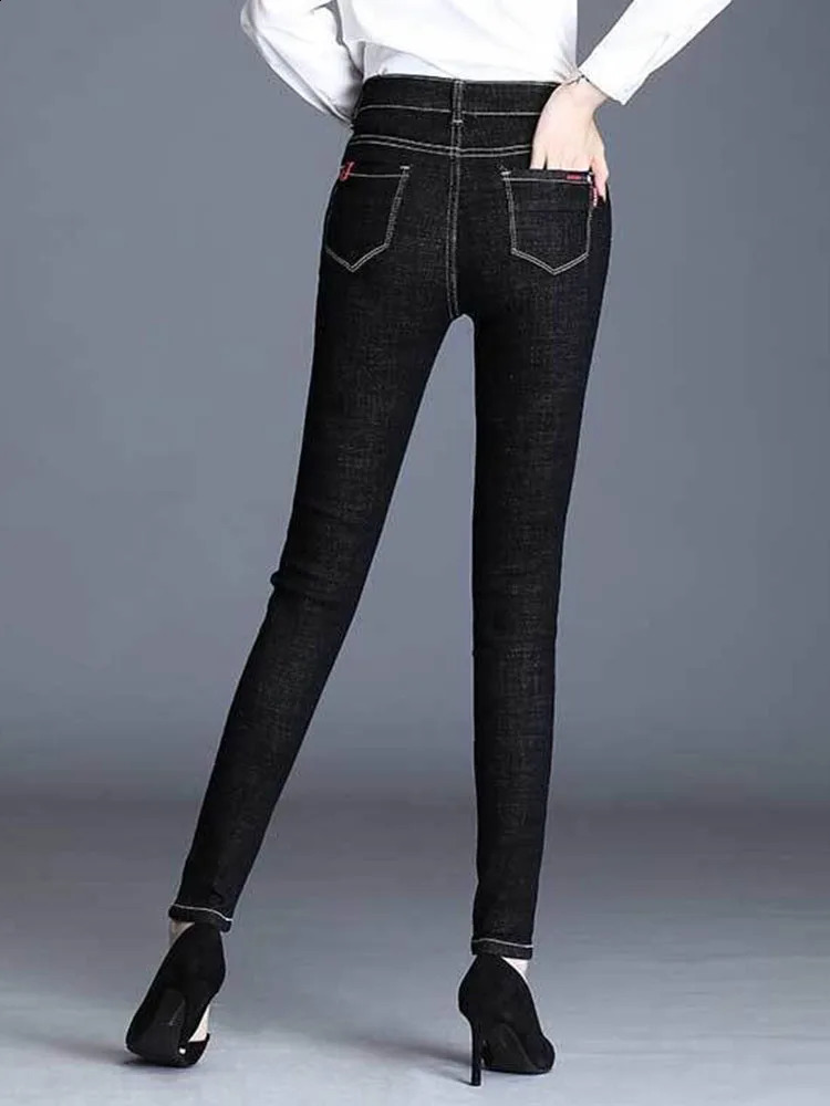 Hight Waist Skinny Pencil Jeans Woman Korean Vintage Casual Stretch Denim Pants Oversiz 6xl Streetwear Slim Kot Pantolon 240118