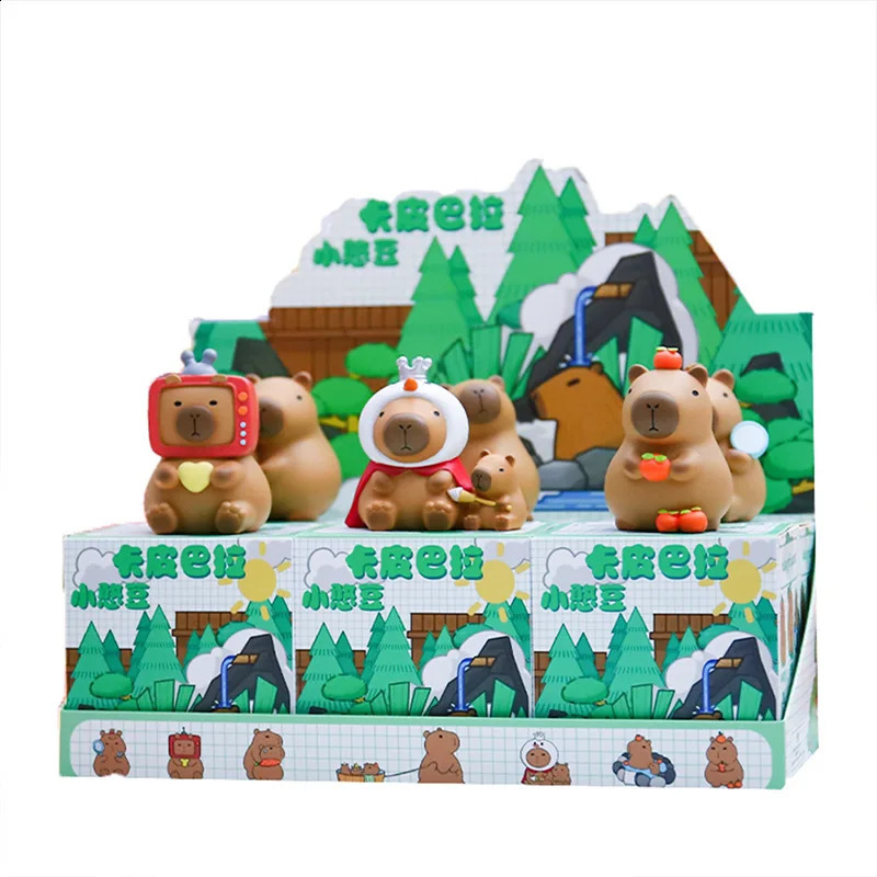 Capybara Figure Blind Box Simulation Capibara Kawaii Anime Djur Figurer Doll Barn Födelsedag Christmas Gift 240126