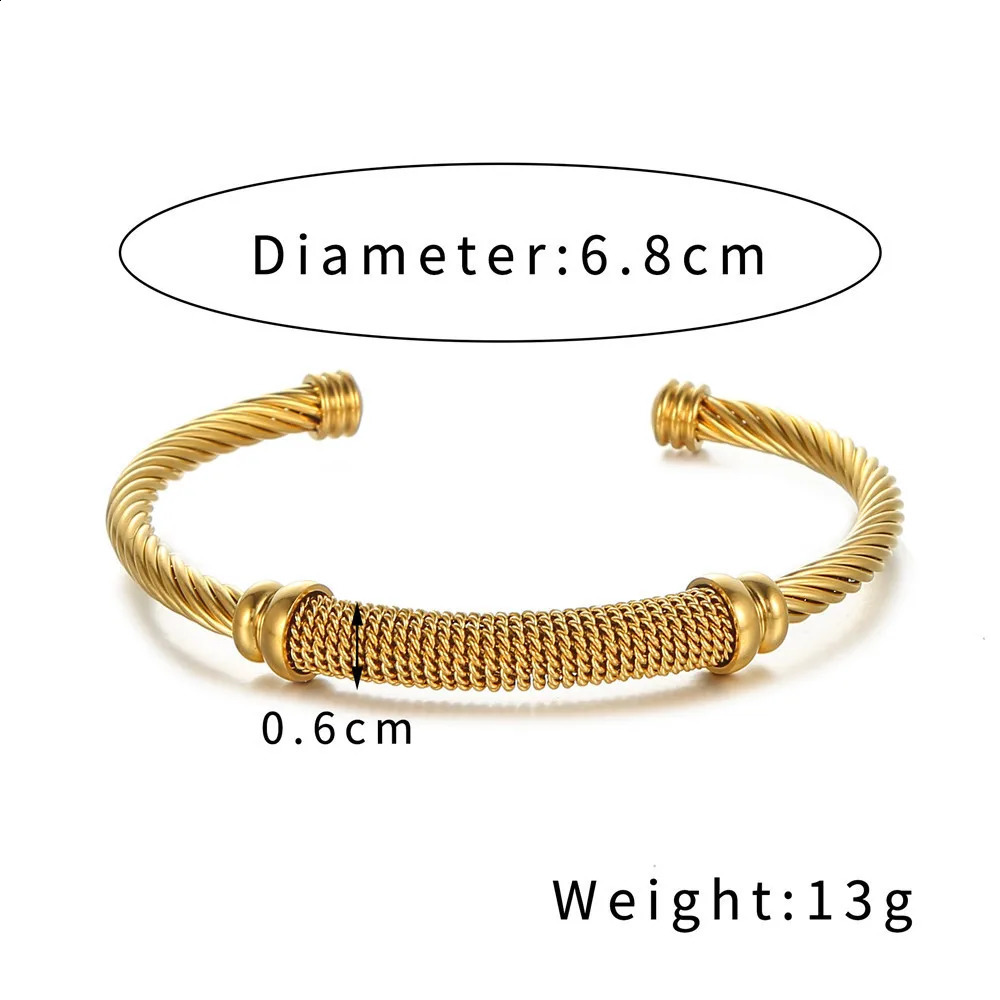 Stainless Steel Gold Color Bangle Bracelets Luxury Brand Stylish Mesh Bangle for Women Men Decoration Jewelry Accessory Gift 240124