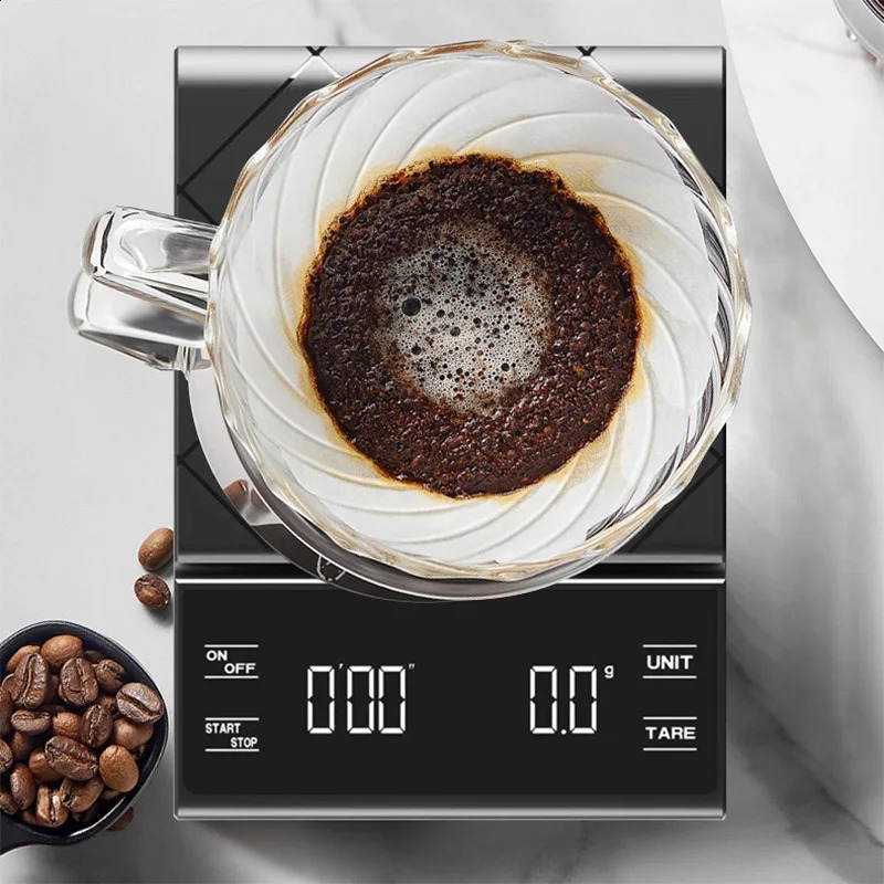 Zamanlayıcı ile Kahve Ölçeği Dijital çok işlevli 5kg01g Mutfak Yemekleri için Yüksek Hassasiyet 240129