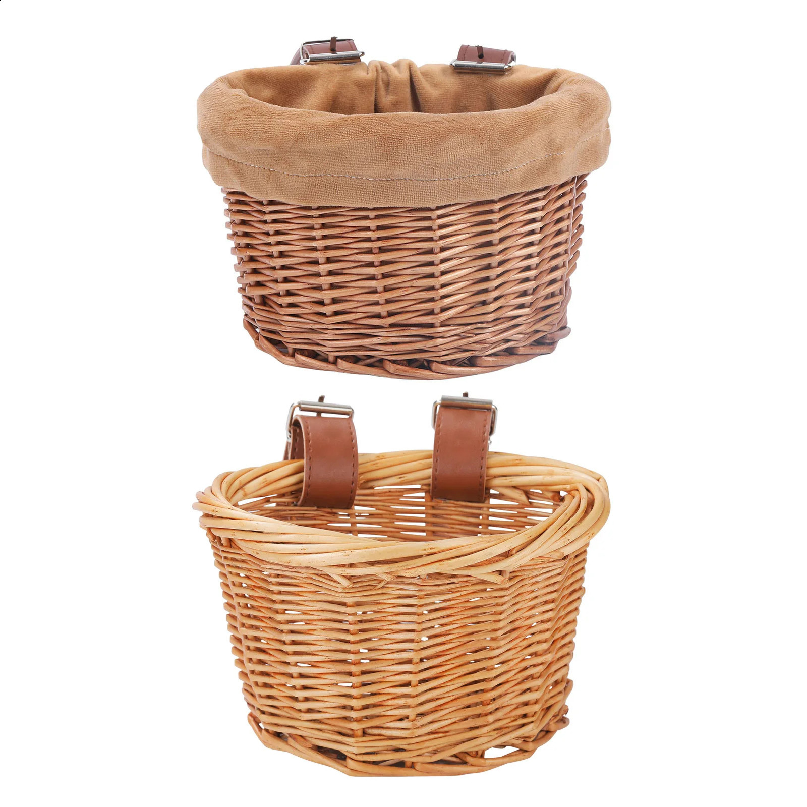 Bicycle Front Wicker Woven Basket for Kids Bike Scooter Handmade Waterproof Durable Storage Basket Detachable Baggage Bags 240119