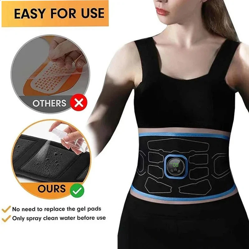 EMS muskelstimulering Abdominal Toning Belt Abs Stimulator Muscle Toner Body Slimming Hem Gym Fitness Equiment Drop 240123