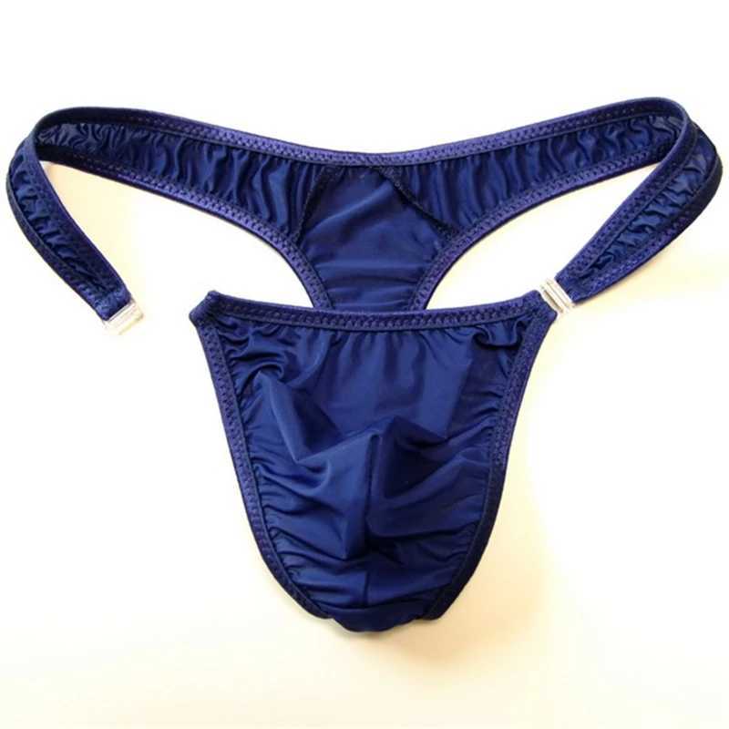 Majtki majtki Nowe seksowne gorąca bieliznę gejowską półprzezroczyste męskie stringi Mężczyzn Button Bikini Gay G-string/dżoks/tanga/t-back m/l/xl rozmiar YQ240215