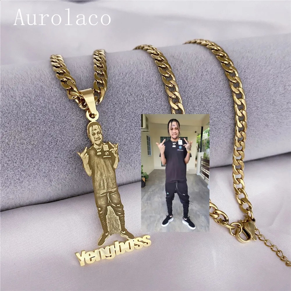 Aurolaco Custom Po Necklace Custom Picture Nameplate Pendant Necklace for Kids Custom Memory Jewelry for Family Gifts Collar 240202