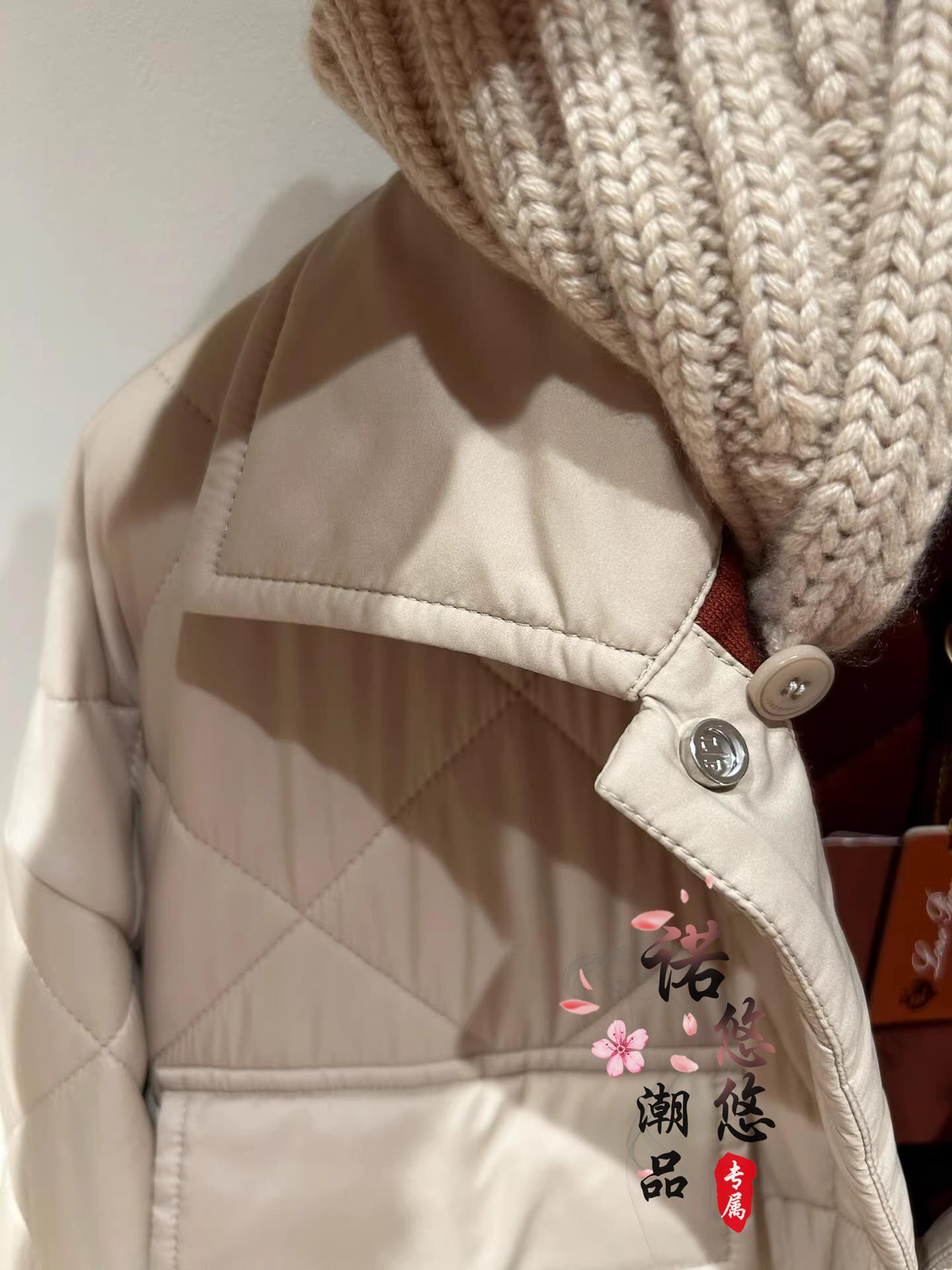 Women Downs Winter loro Cotton-padded Jacket Coats with Patchwork Rhombic Loose Knit Collar piana